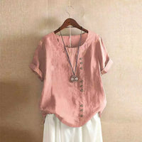 Blusa para mujer de mezcla de lino transpirable