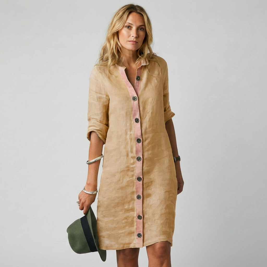 Davy | Women's Linen Button-Front Shirt Dress