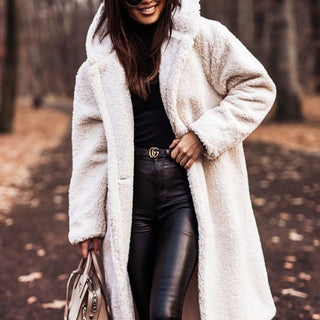 Davy | Women's Long Teddy Coat with Hood