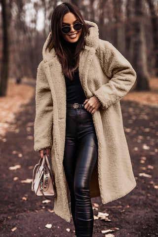 Davy | Women's Long Teddy Coat with Hood