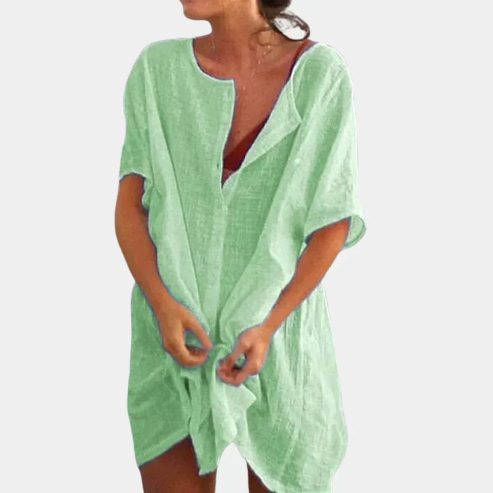 Davy | Women's Loose Beach Tunic Button-Down Cover-Up