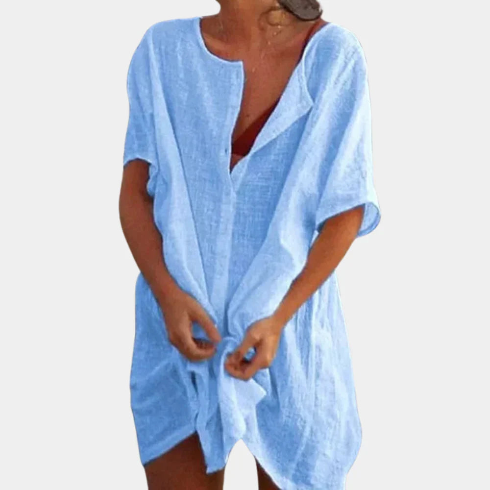 Davy | Women's Loose Beach Tunic Button-Down Cover-Up