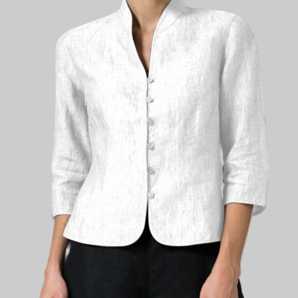 Davy | Women's Mandarin Collar Blouse with Button Front