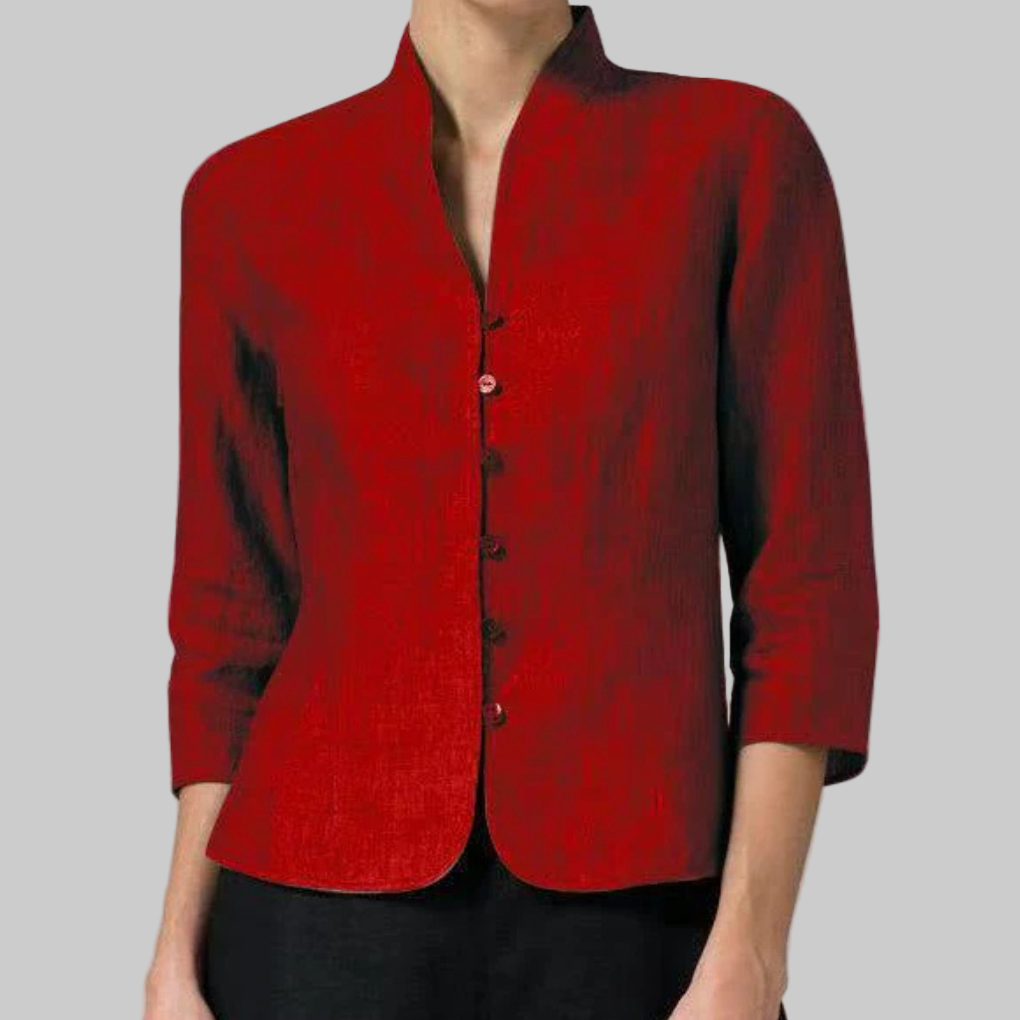Davy | Women's Mandarin Collar Blouse with Button Front