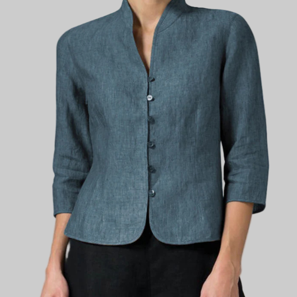 Davy | Women's Mandarin Collar Blouse with Button Front