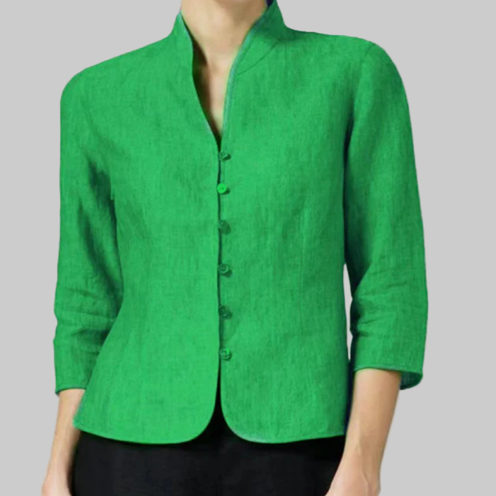 Davy | Women's Mandarin Collar Blouse with Button Front