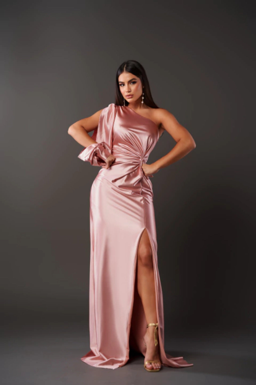 Davy | Women's One Shoulder Evening Gown with Slit