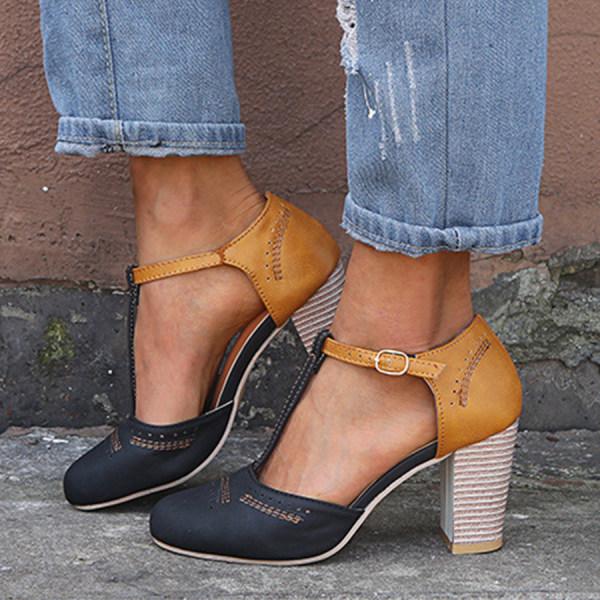 Davy | Women's Orthopedic T-Strap Heels with Cut-Outs