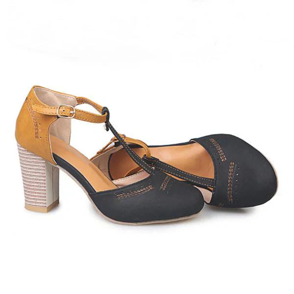 Davy | Women's Orthopedic T-Strap Heels with Cut-Outs