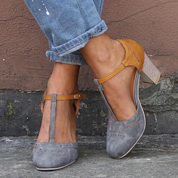 Davy | Women's Orthopedic T-Strap Heels with Cut-Outs