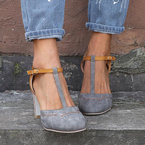 Davy | Women's Orthopedic T-Strap Heels with Cut-Outs