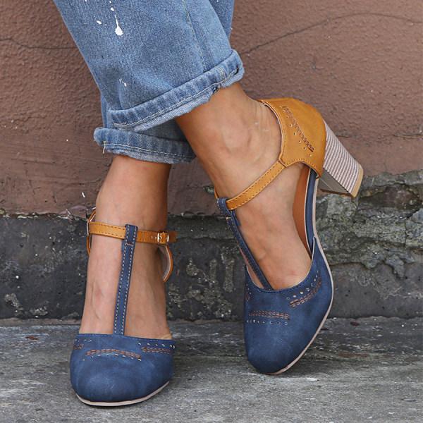 Davy | Women's Orthopedic T-Strap Heels with Cut-Outs