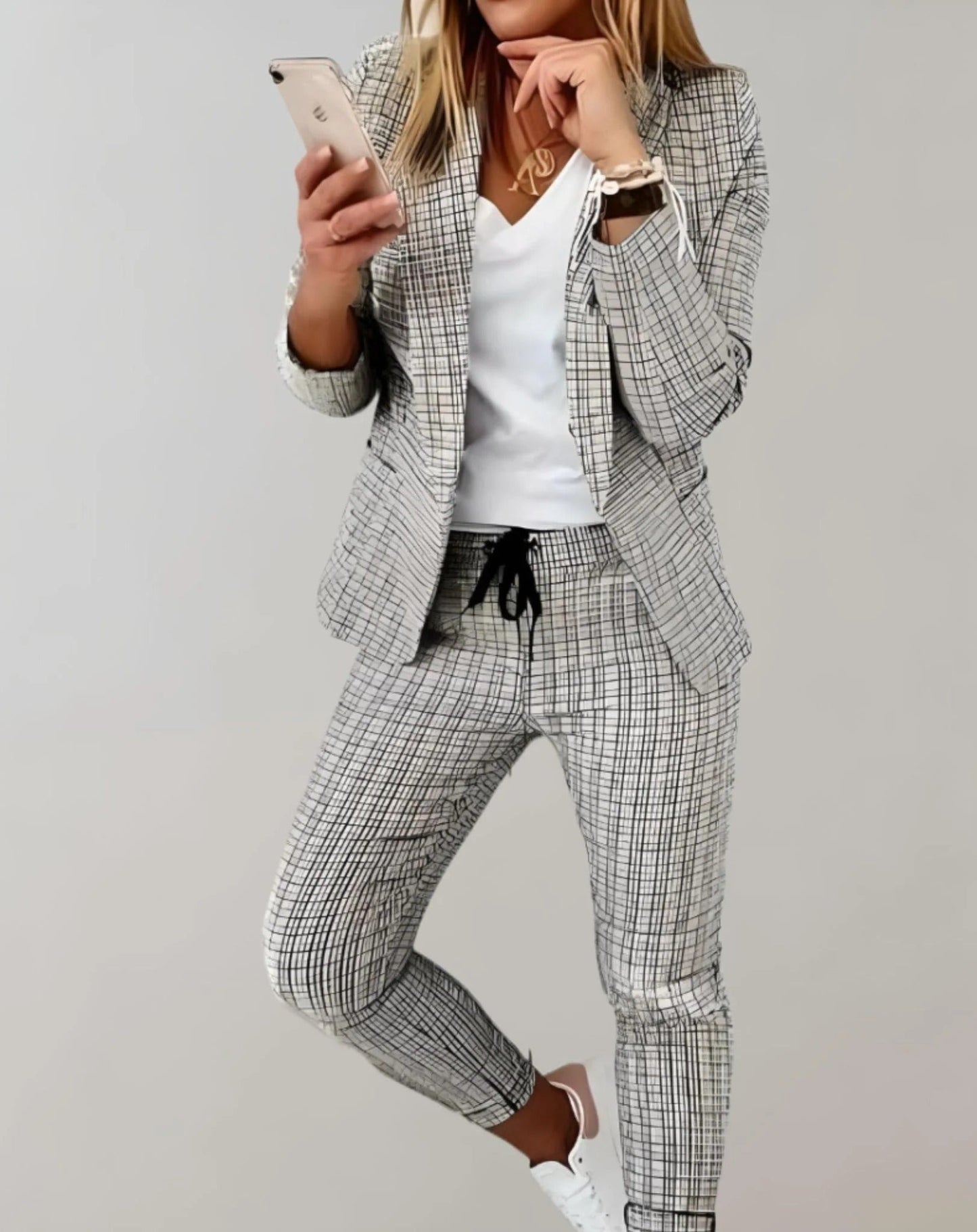 Davy | Women's Plaid Blazer & Trouser Set