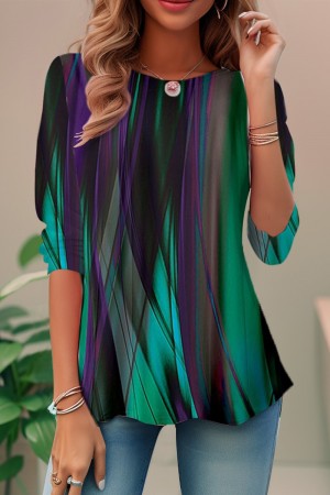 Davy | Women's Printed Crew Neck Shirt with Three-Quarter Sleeves