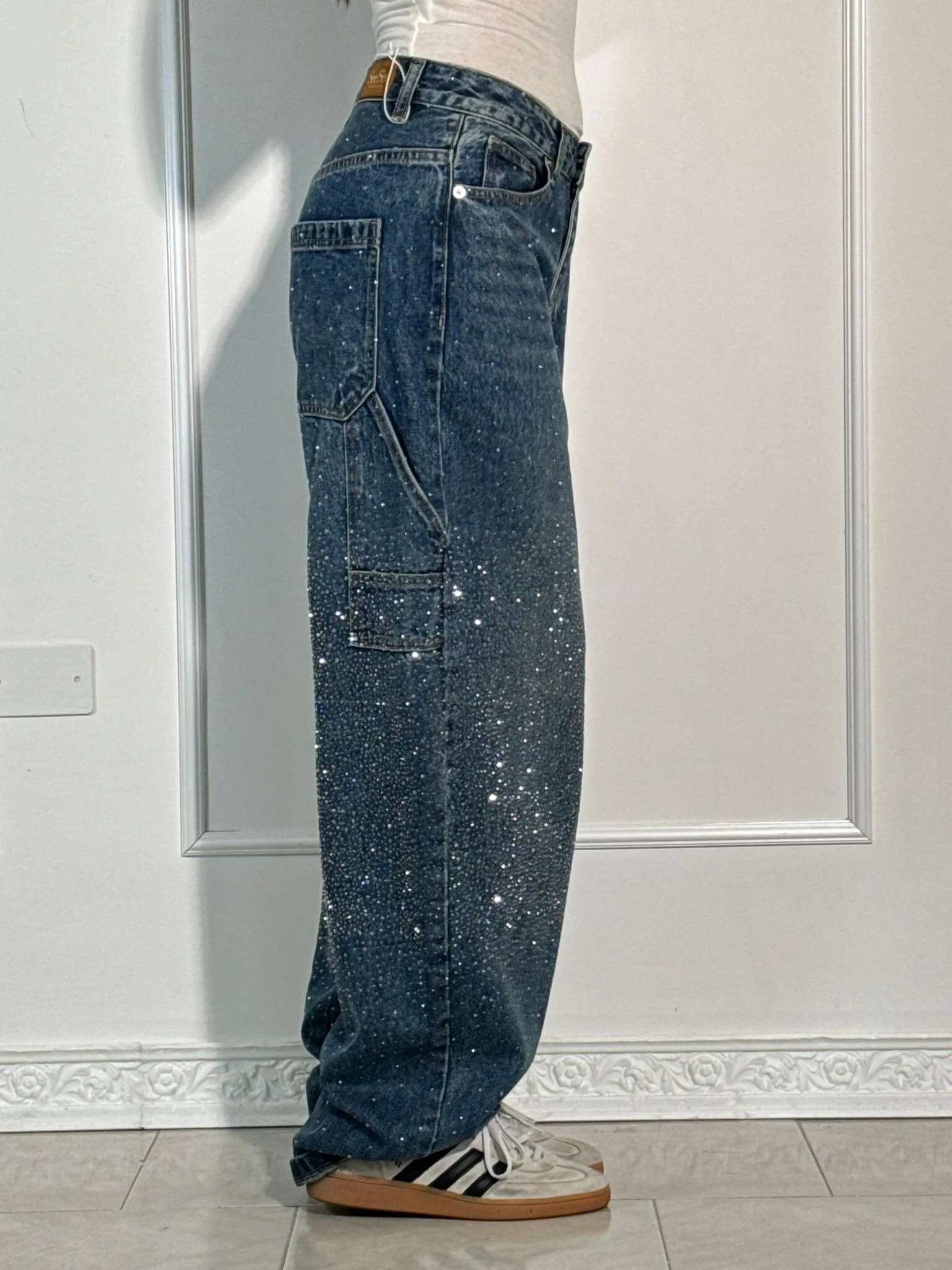 Davy | Women's Rhinestone Wide Leg Jeans
