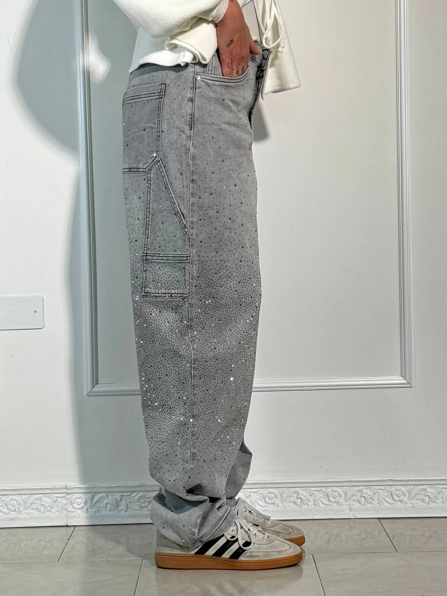 Davy | Women's Rhinestone Wide Leg Jeans
