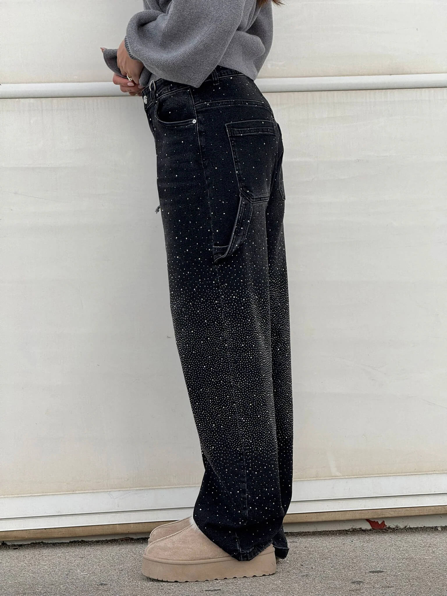 Davy | Women's Rhinestone Wide Leg Jeans
