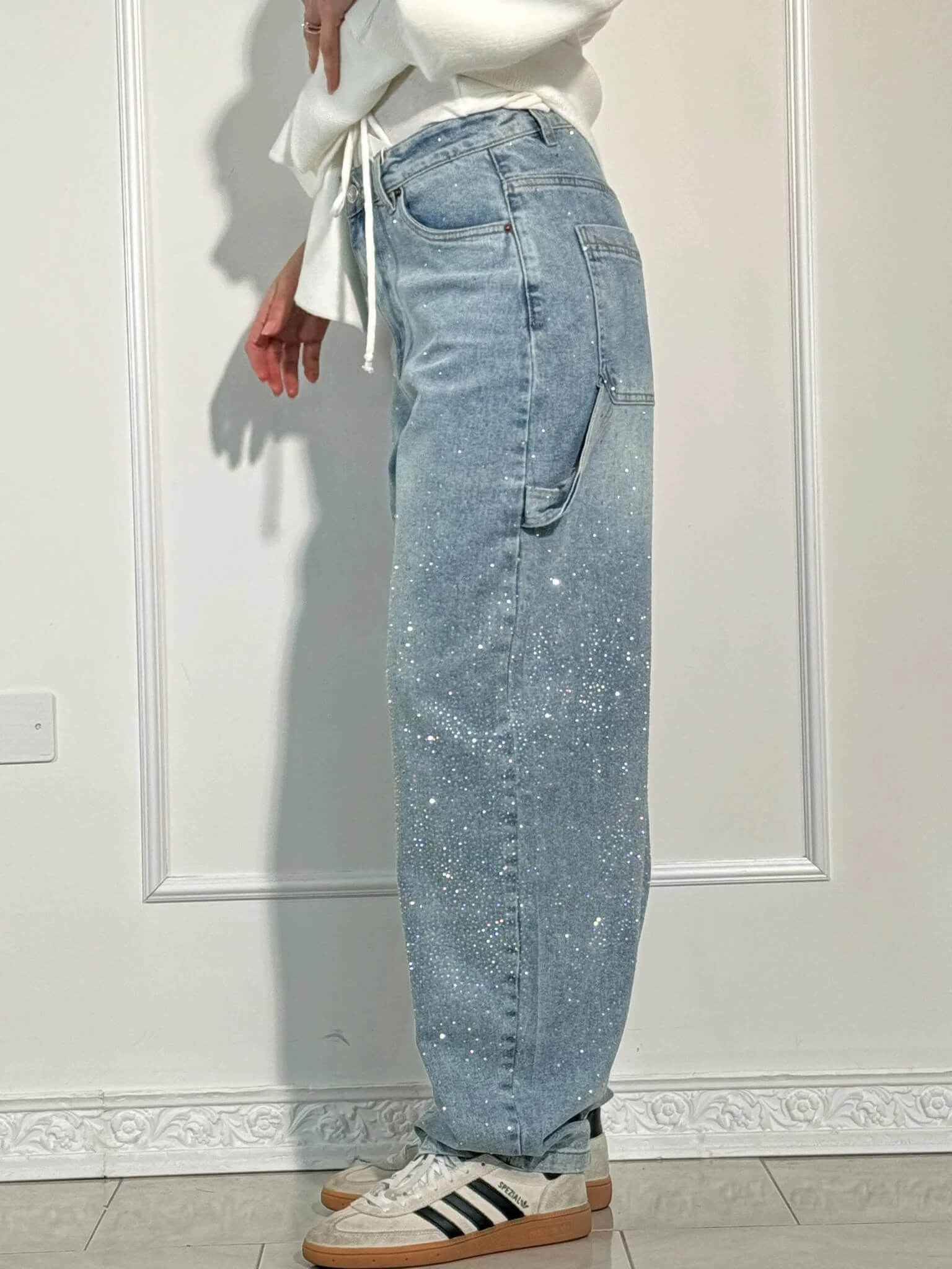 Davy | Women's Rhinestone Wide Leg Jeans