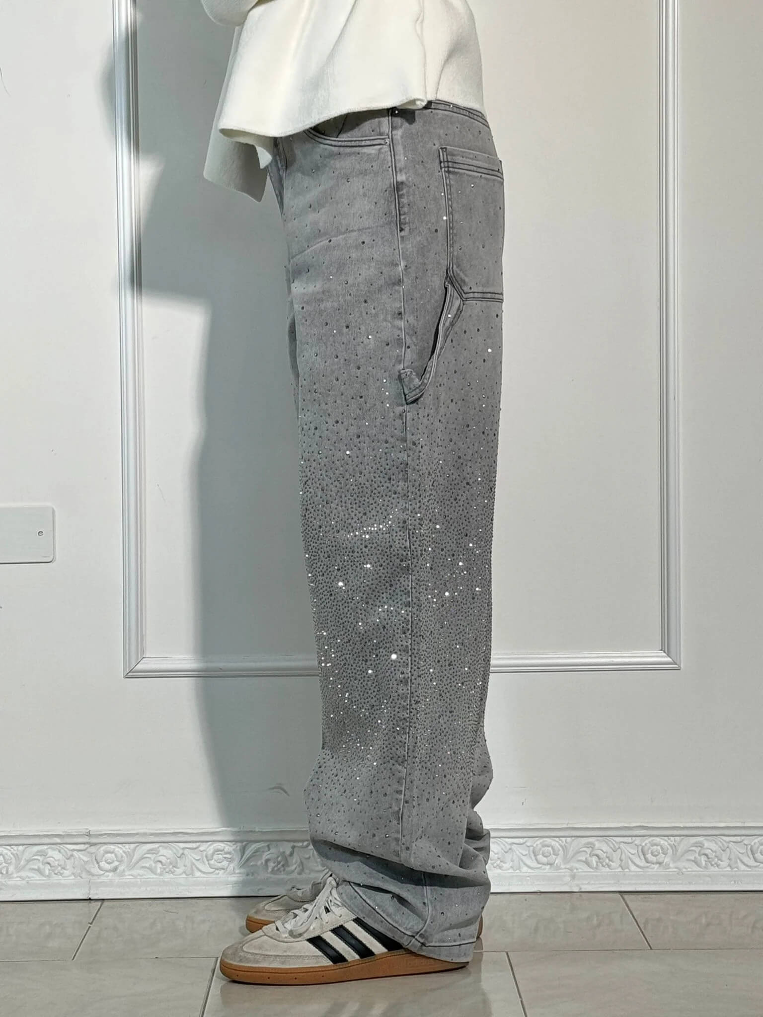 Davy | Women's Rhinestone Wide Leg Jeans