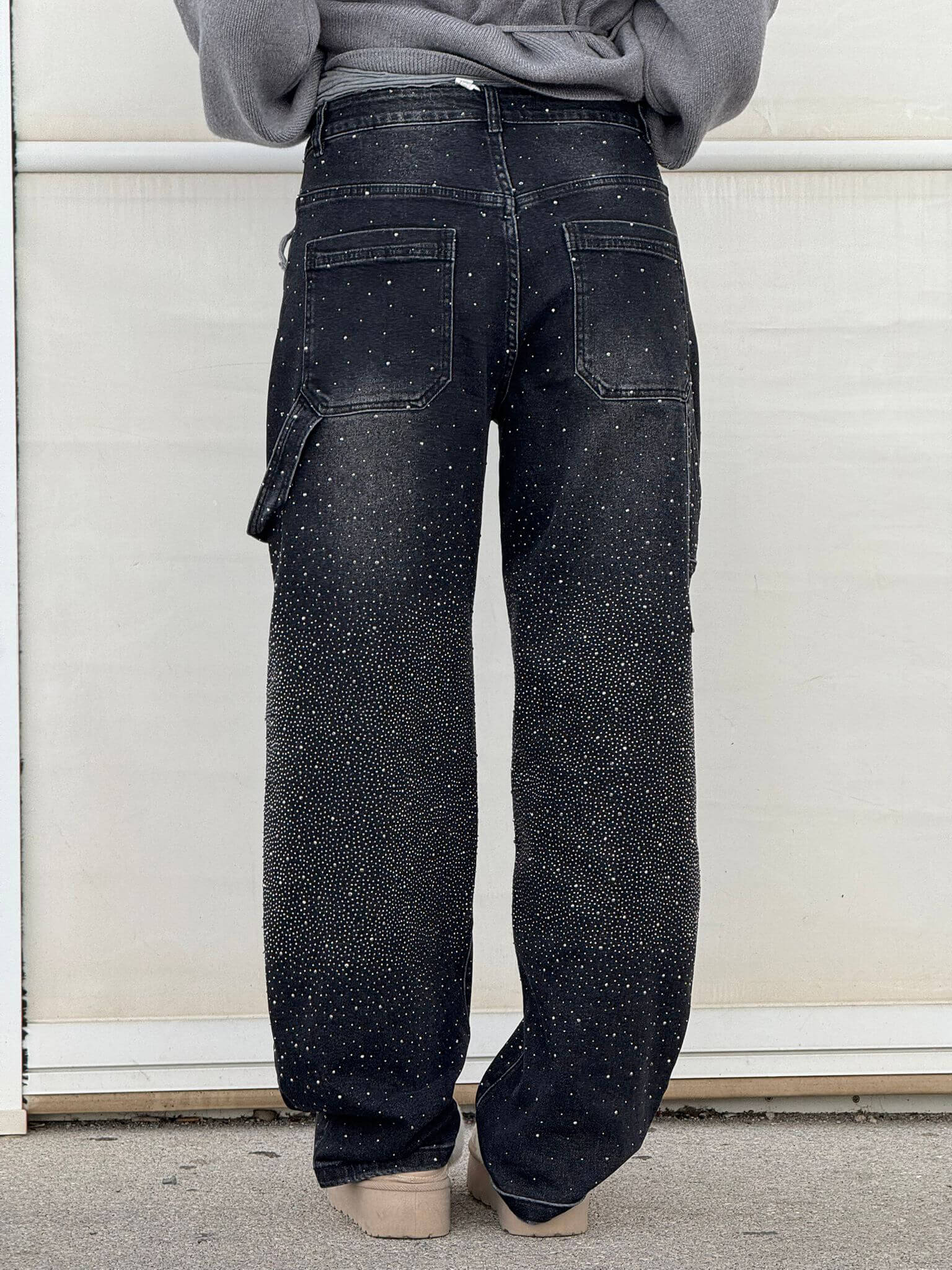 Davy | Women's Rhinestone Wide Leg Jeans