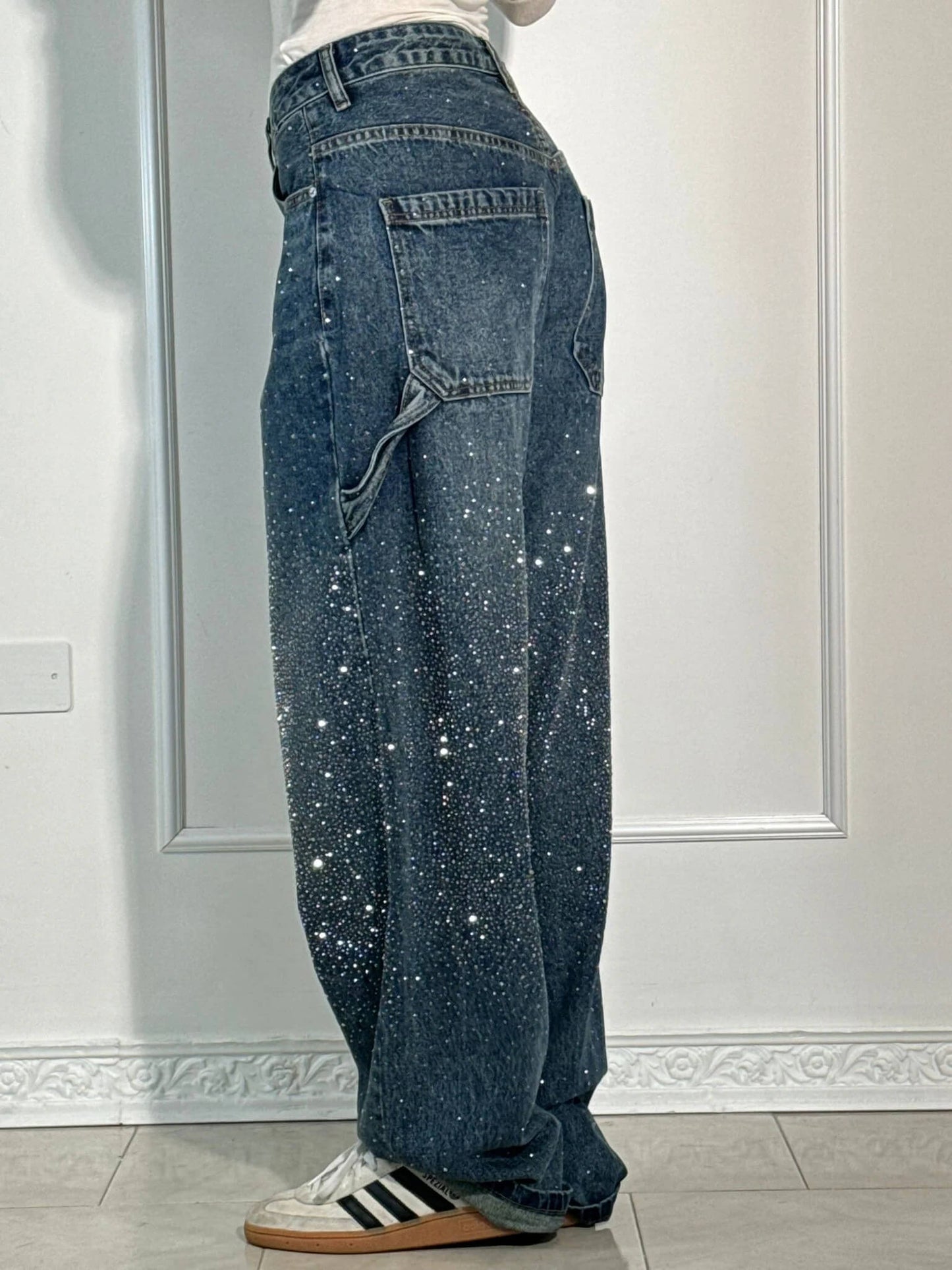 Davy | Women's Rhinestone Wide Leg Jeans