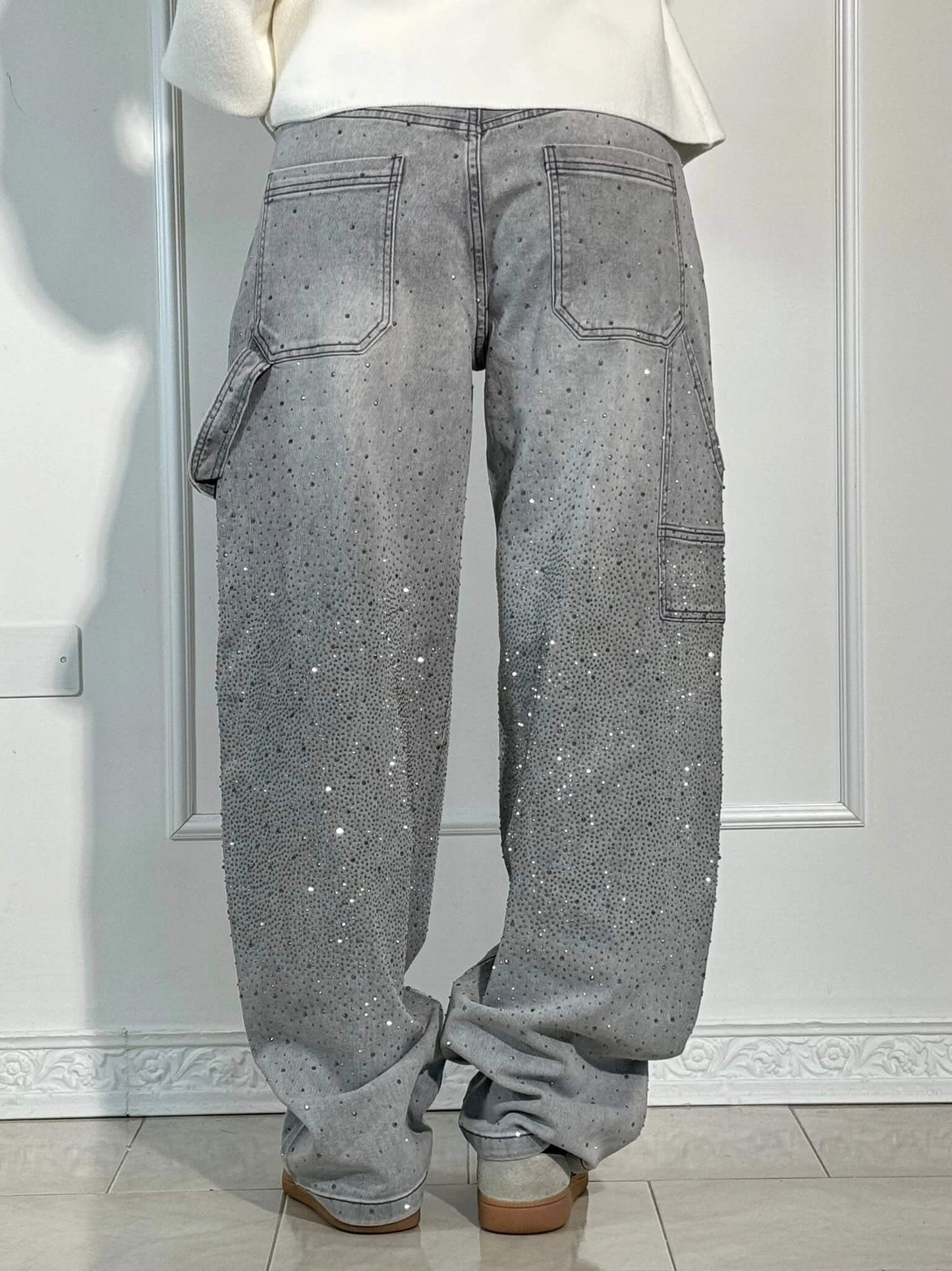 Davy | Women's Rhinestone Wide Leg Jeans