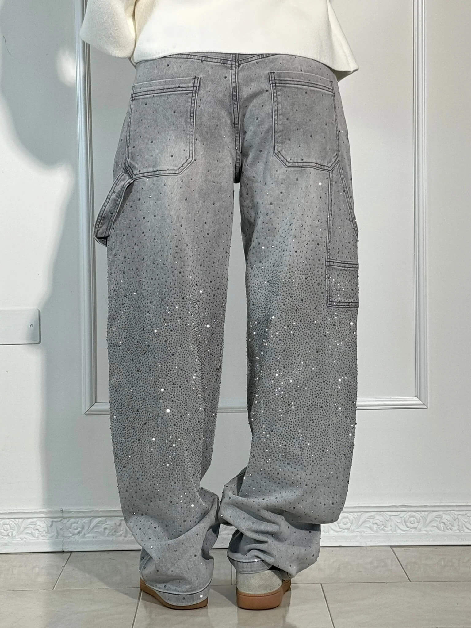 Davy | Women's Rhinestone Wide Leg Jeans