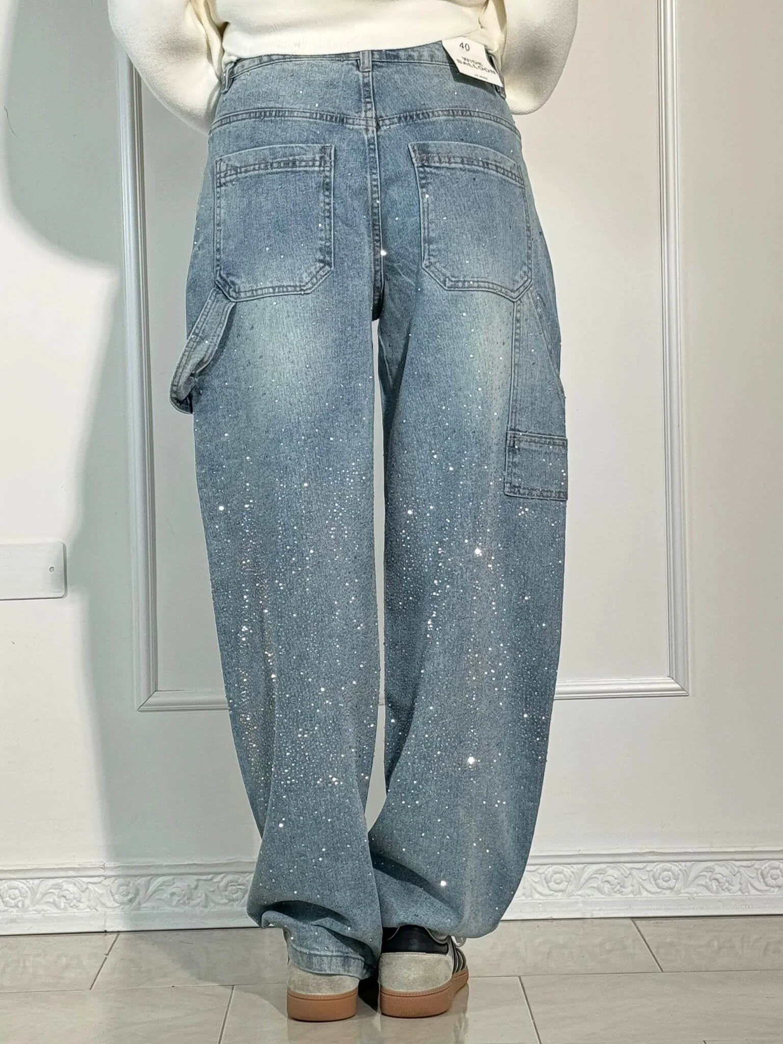 Davy | Women's Rhinestone Wide Leg Jeans