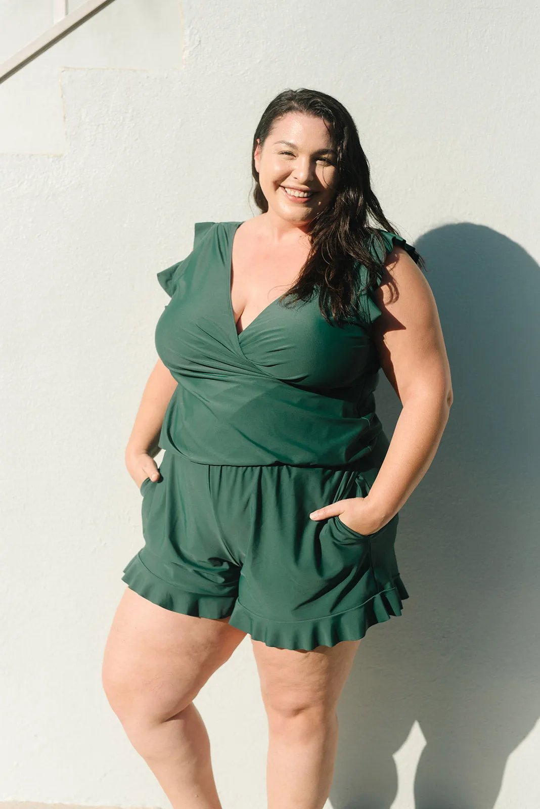 Davy | Women's Romper with Ruffle Trim