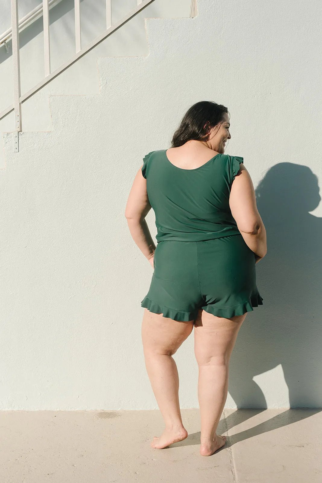 Davy | Women's Romper with Ruffle Trim