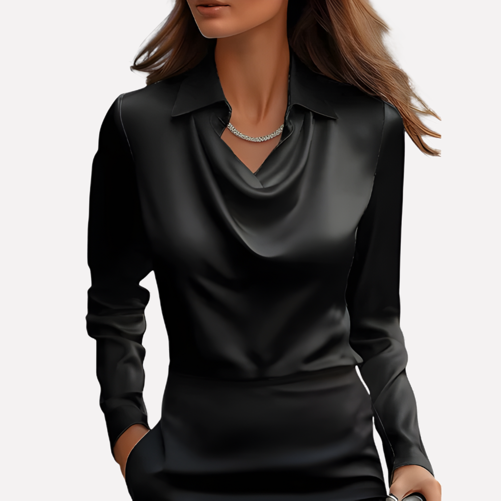 Davy | Women's Satin Draped Collar Blouse