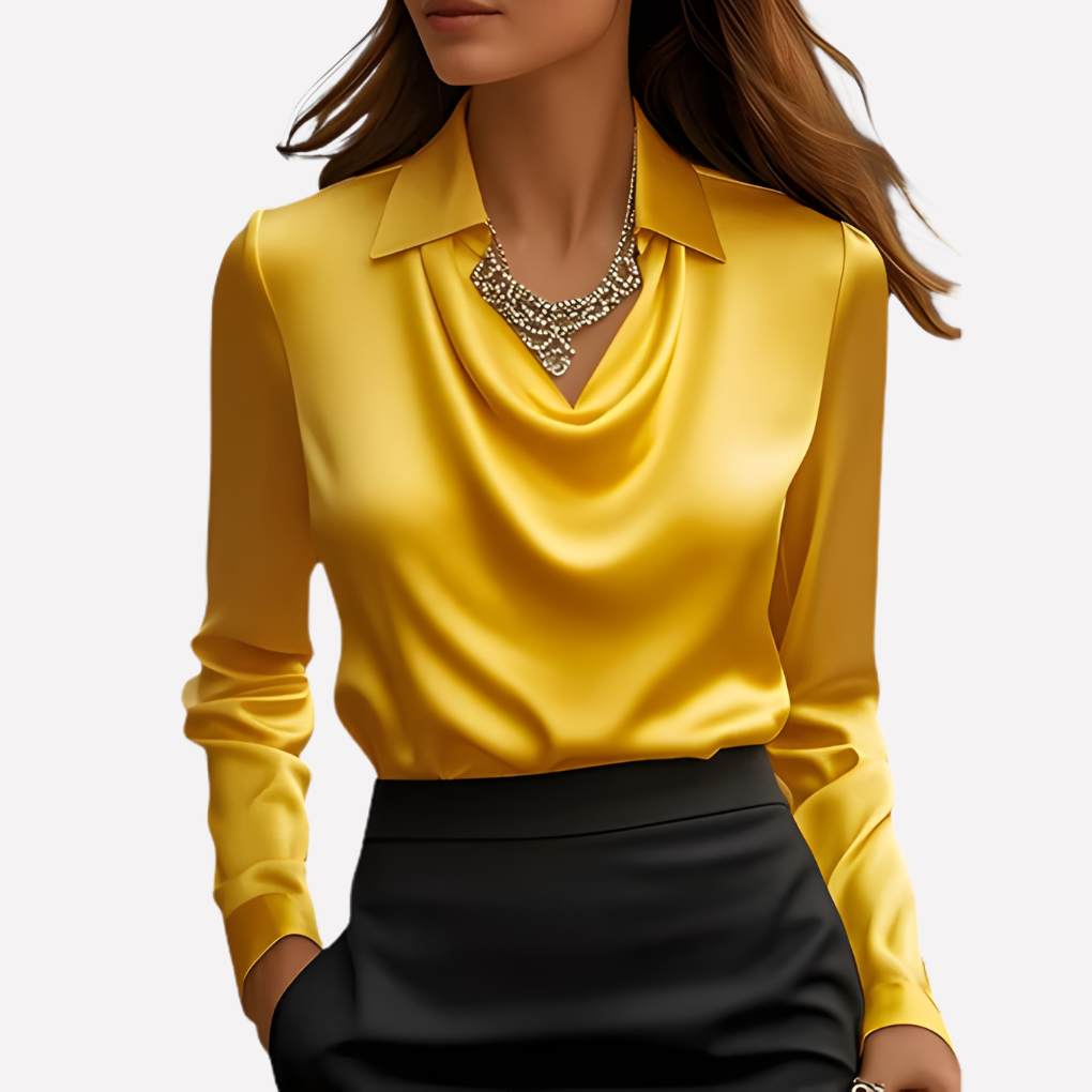 Davy | Women's Satin Draped Collar Blouse