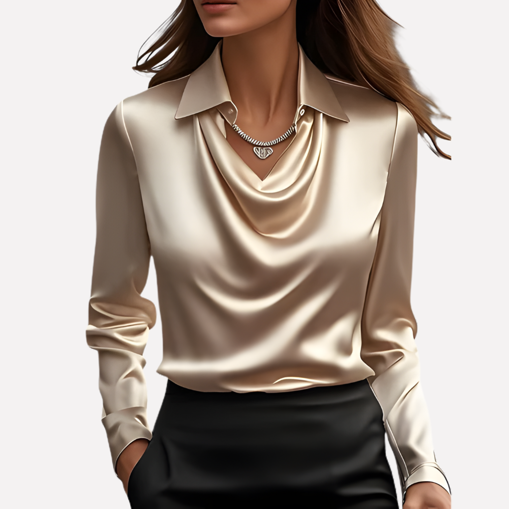 Davy | Women's Satin Draped Collar Blouse