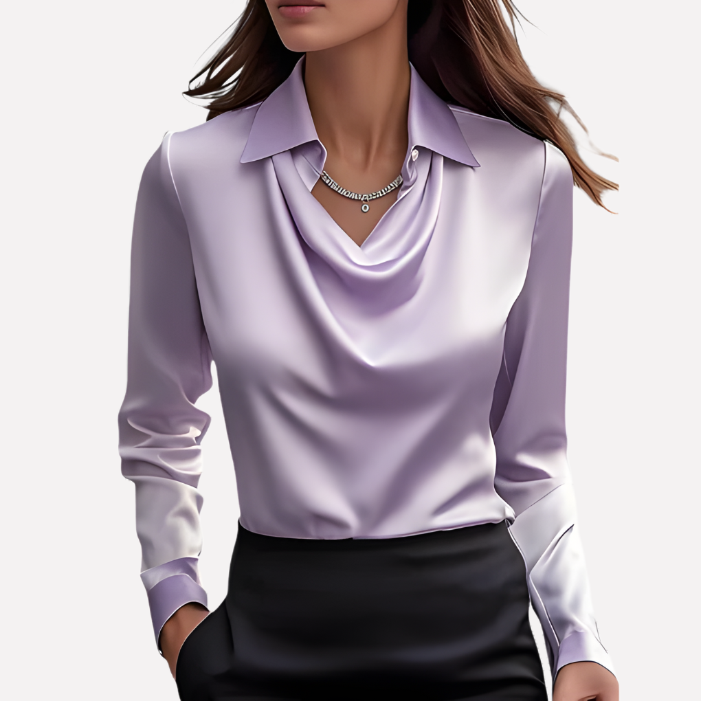 Davy | Women's Satin Draped Collar Blouse