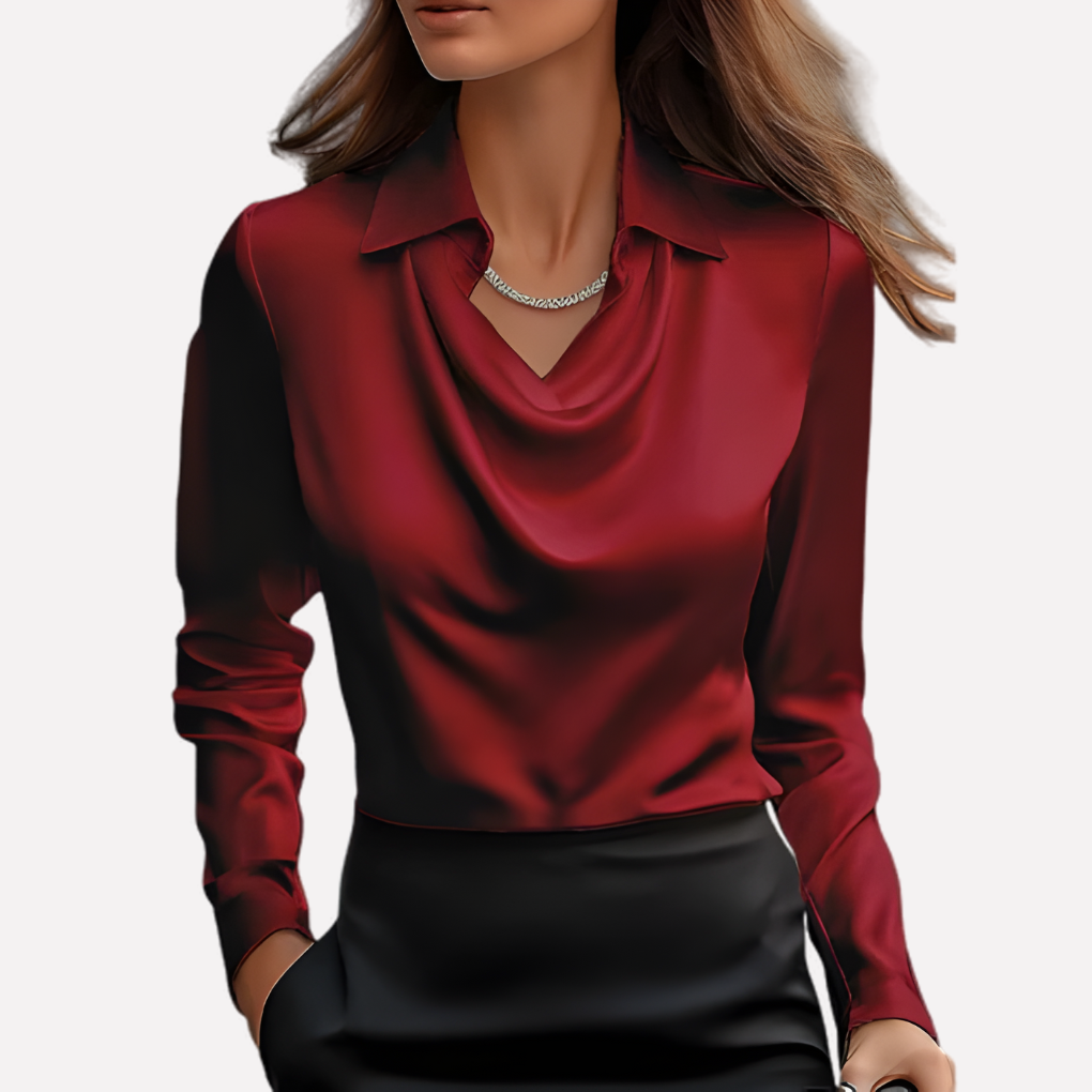 Davy | Women's Satin Draped Collar Blouse