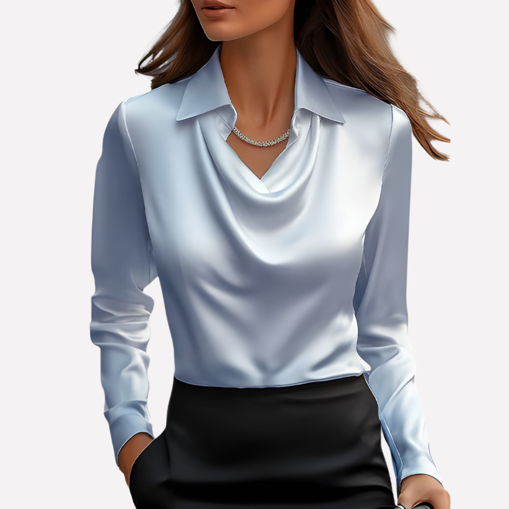 Davy | Women's Satin Draped Collar Blouse