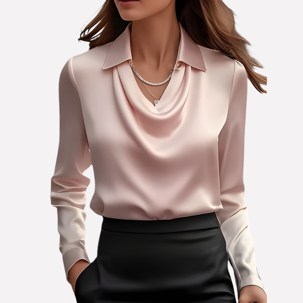 Davy | Women's Satin Draped Collar Blouse