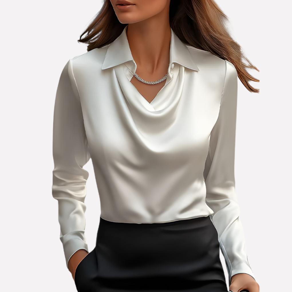Davy | Women's Satin Draped Collar Blouse