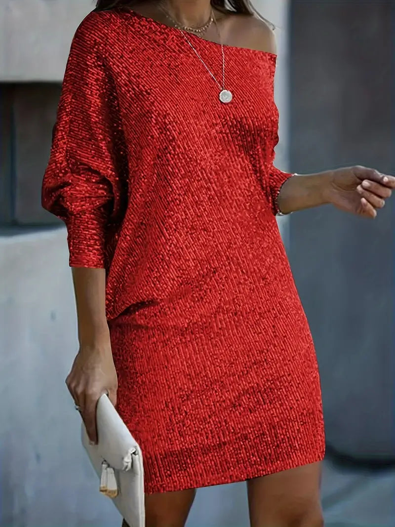 Davy | Women's Sequin Off-the-Shoulder Mini Dress