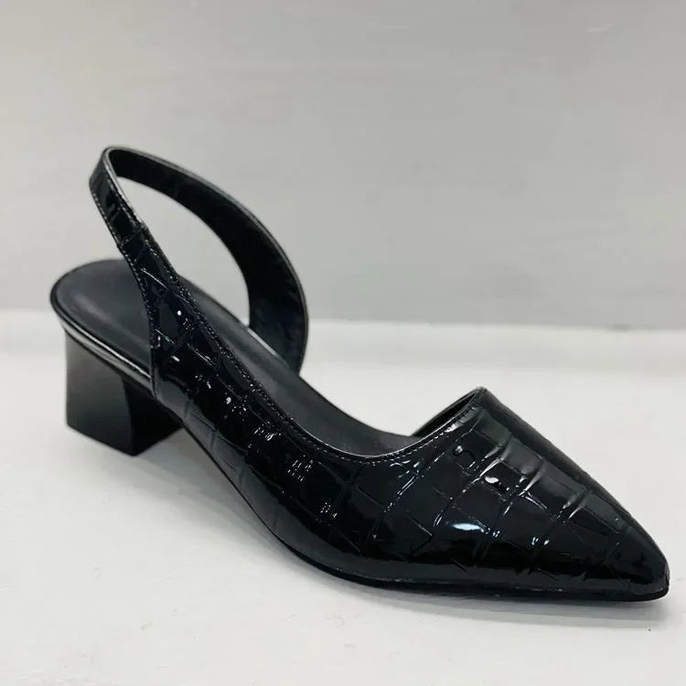 Davy | Women's Slingback Pumps - Pointed Toe Croco Design