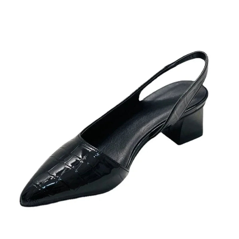Davy | Women's Slingback Pumps - Pointed Toe Croco Design
