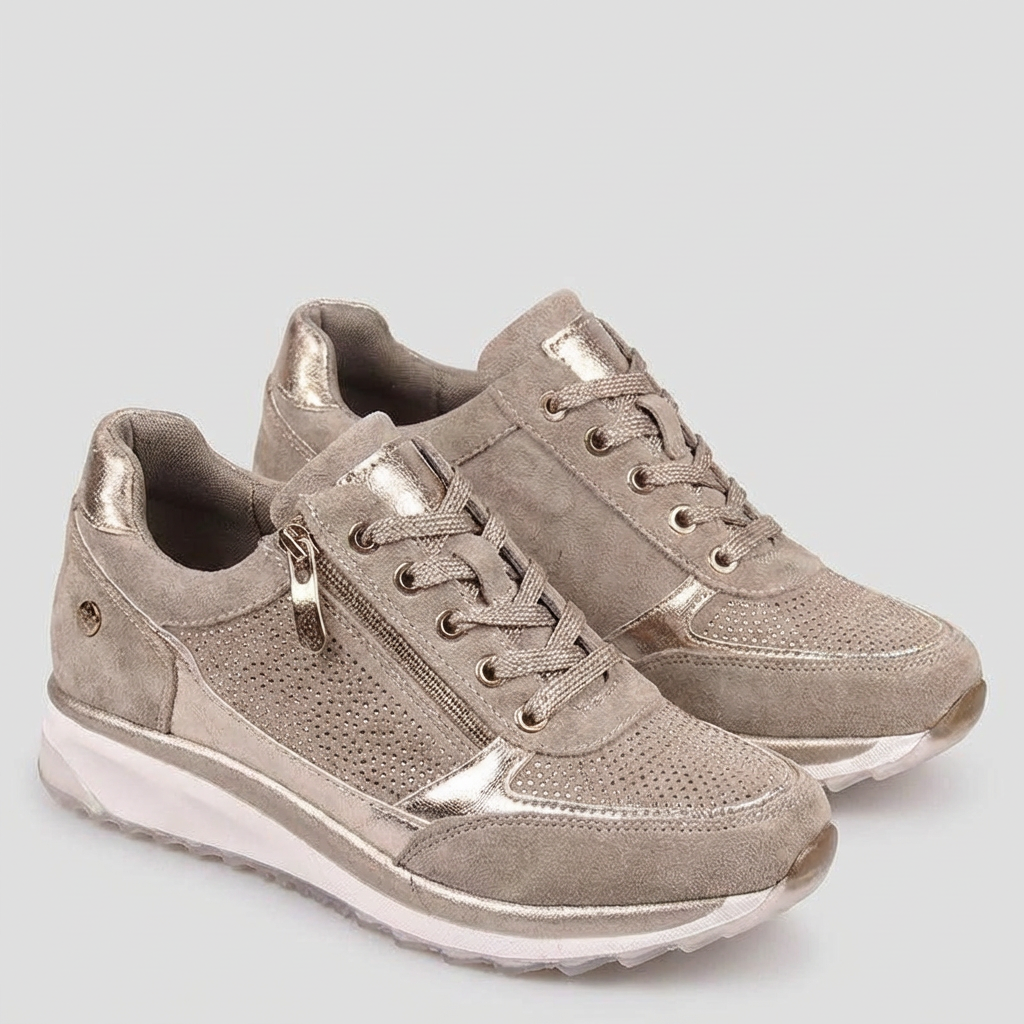 Davy | Women's Sneakers with Side Zip & Studded Detail