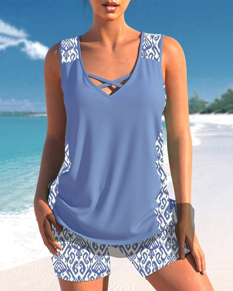 Davy | Women's Tankini Swimsuit with Cross Neck