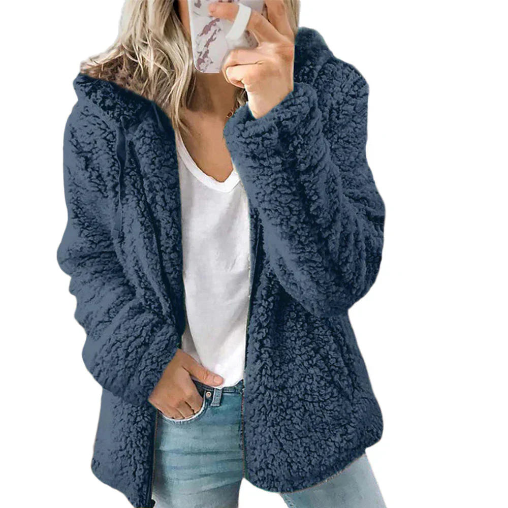 Davy | Women's Teddy Fleece Zip-Up Hoodie with Hood