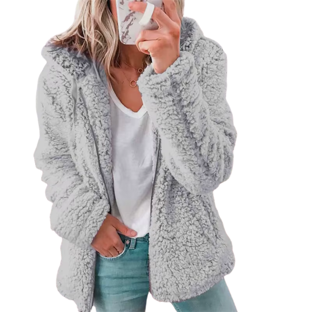 Davy | Women's Teddy Fleece Zip-Up Hoodie with Hood