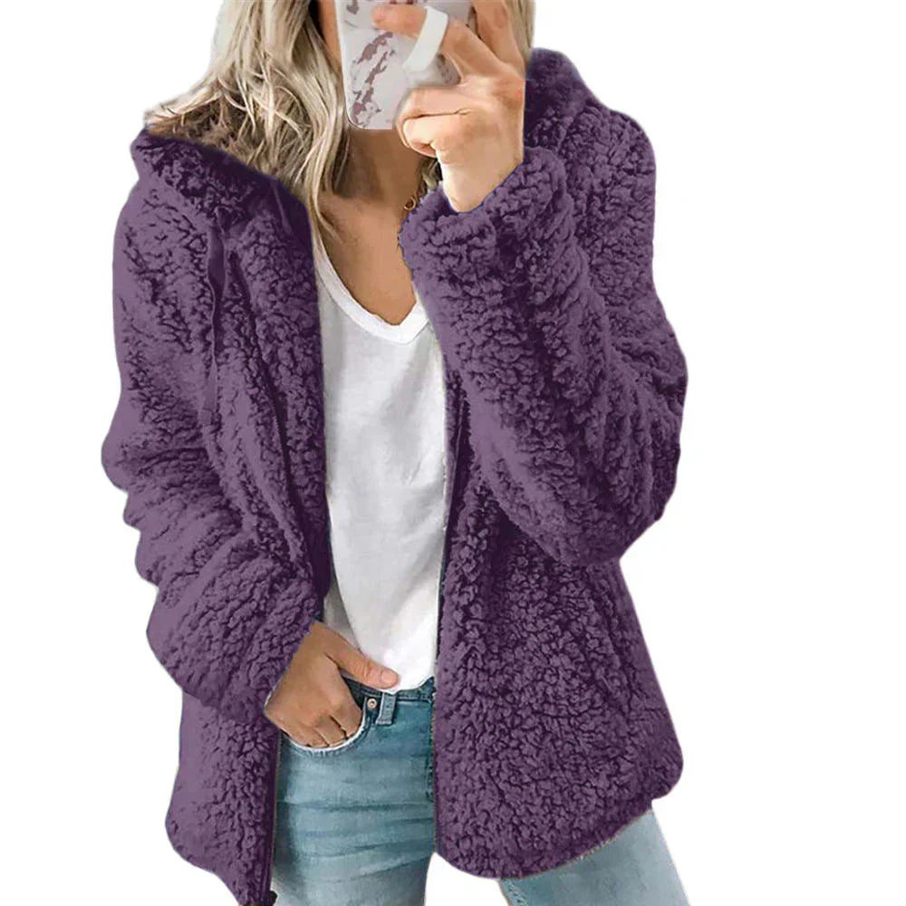 Davy | Women's Teddy Fleece Zip-Up Hoodie with Hood
