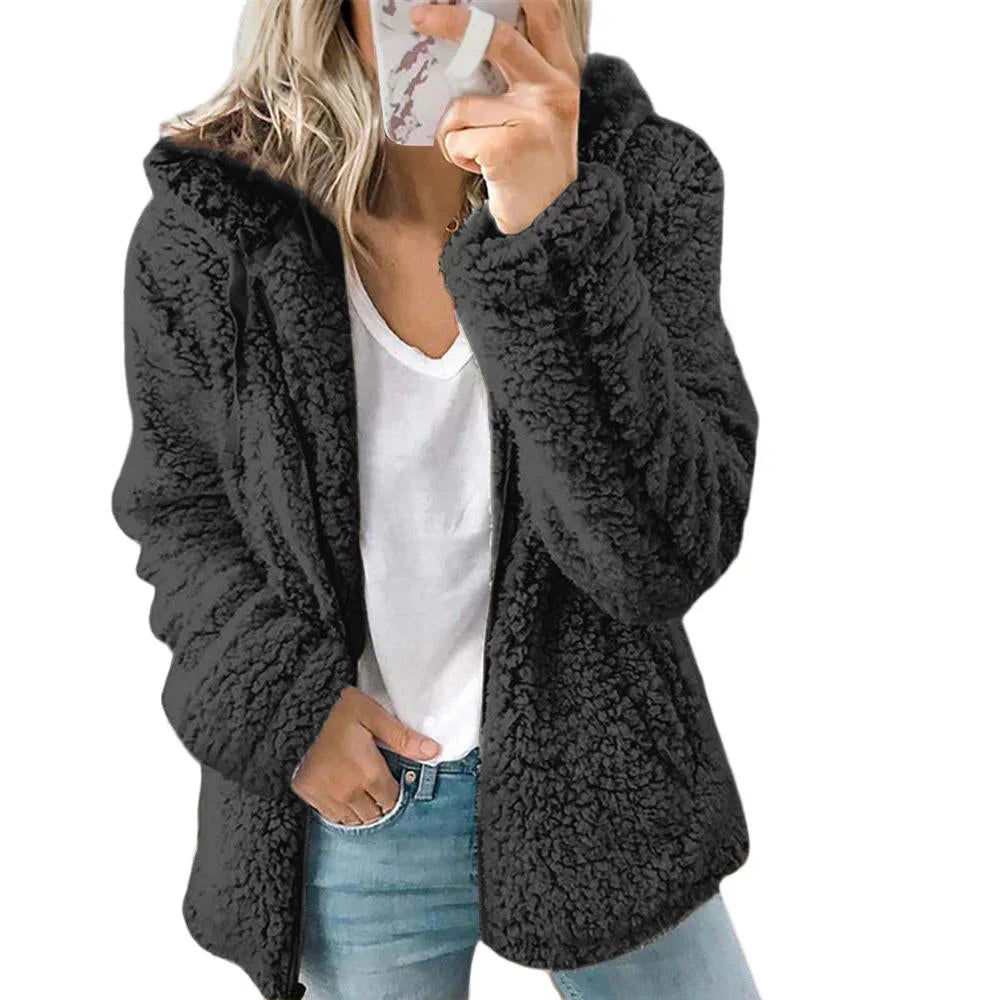 Davy | Women's Teddy Fleece Zip-Up Hoodie with Hood