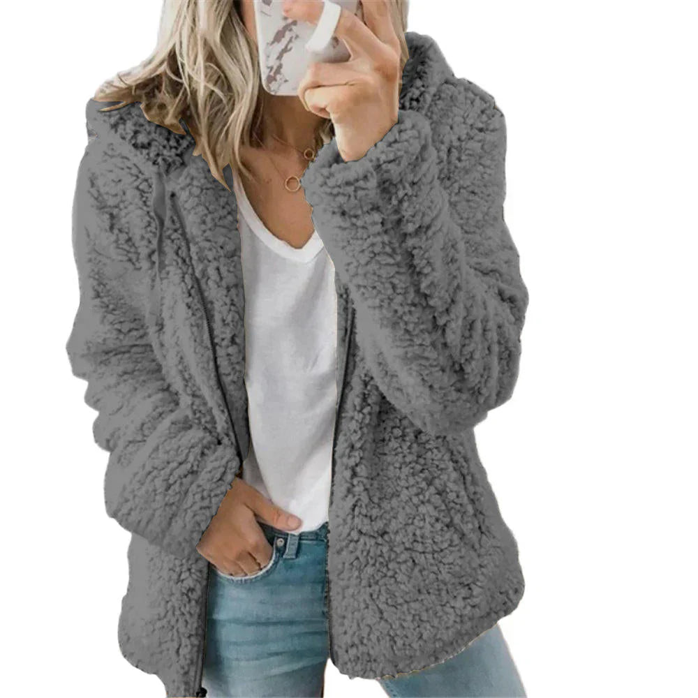 Davy | Women's Teddy Fleece Zip-Up Hoodie with Hood