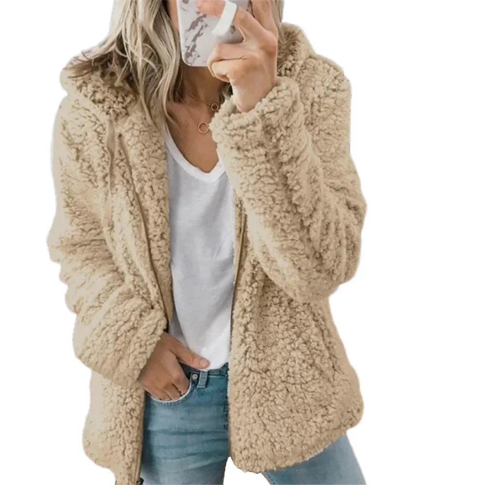 Davy | Women's Teddy Fleece Zip-Up Hoodie with Hood