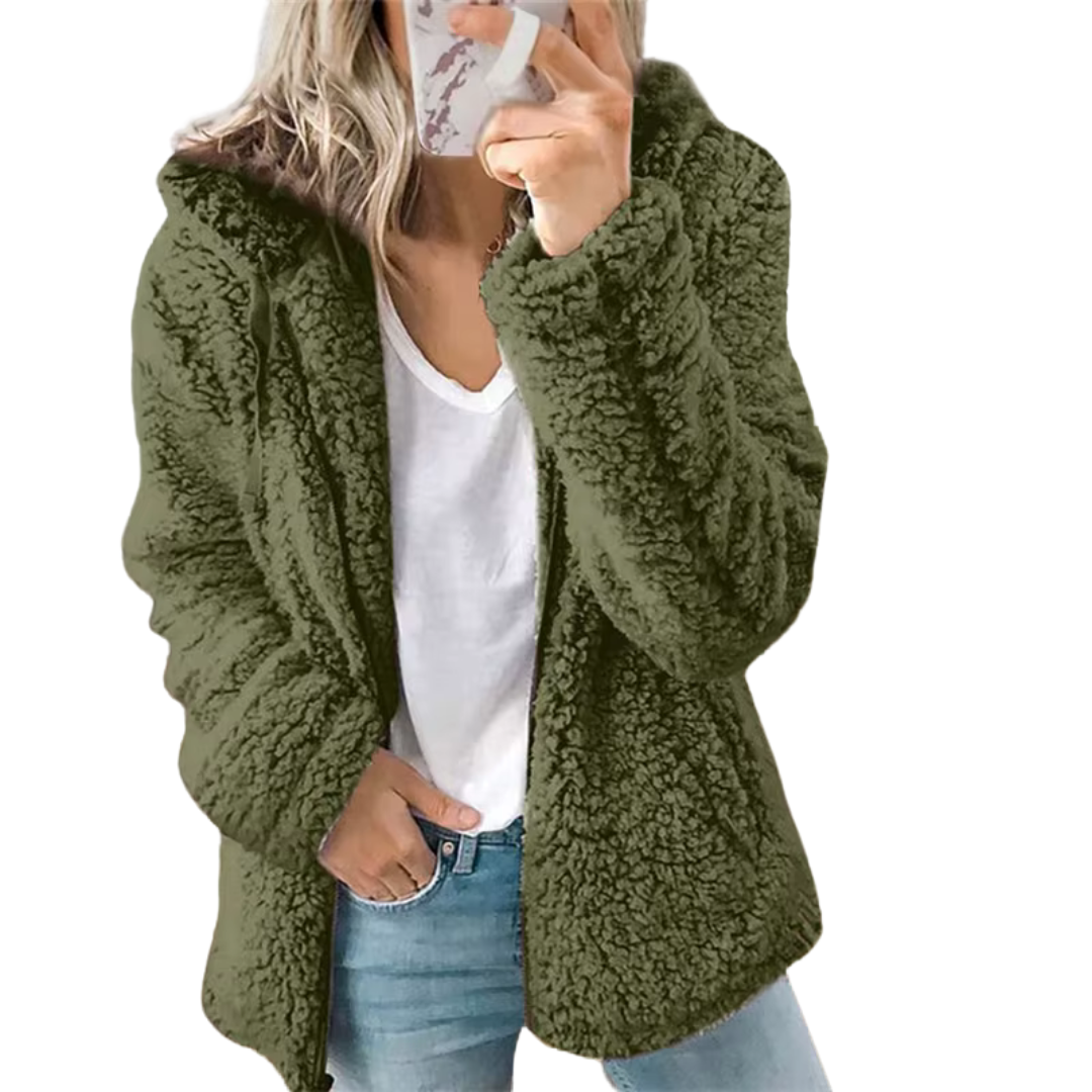 Davy | Women's Teddy Fleece Zip-Up Hoodie with Hood